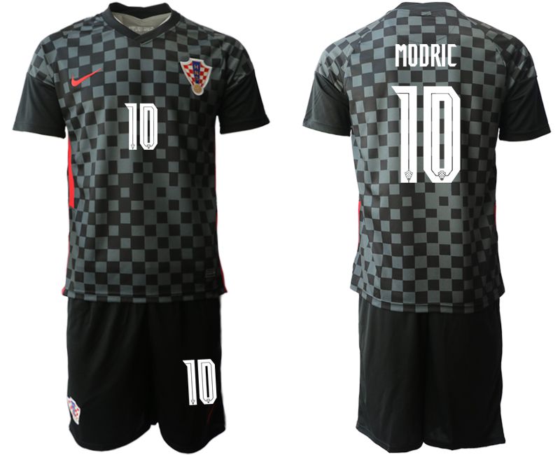 Men 2020-2021 European Cup Croatia away black #10 Nike Soccer Jersey